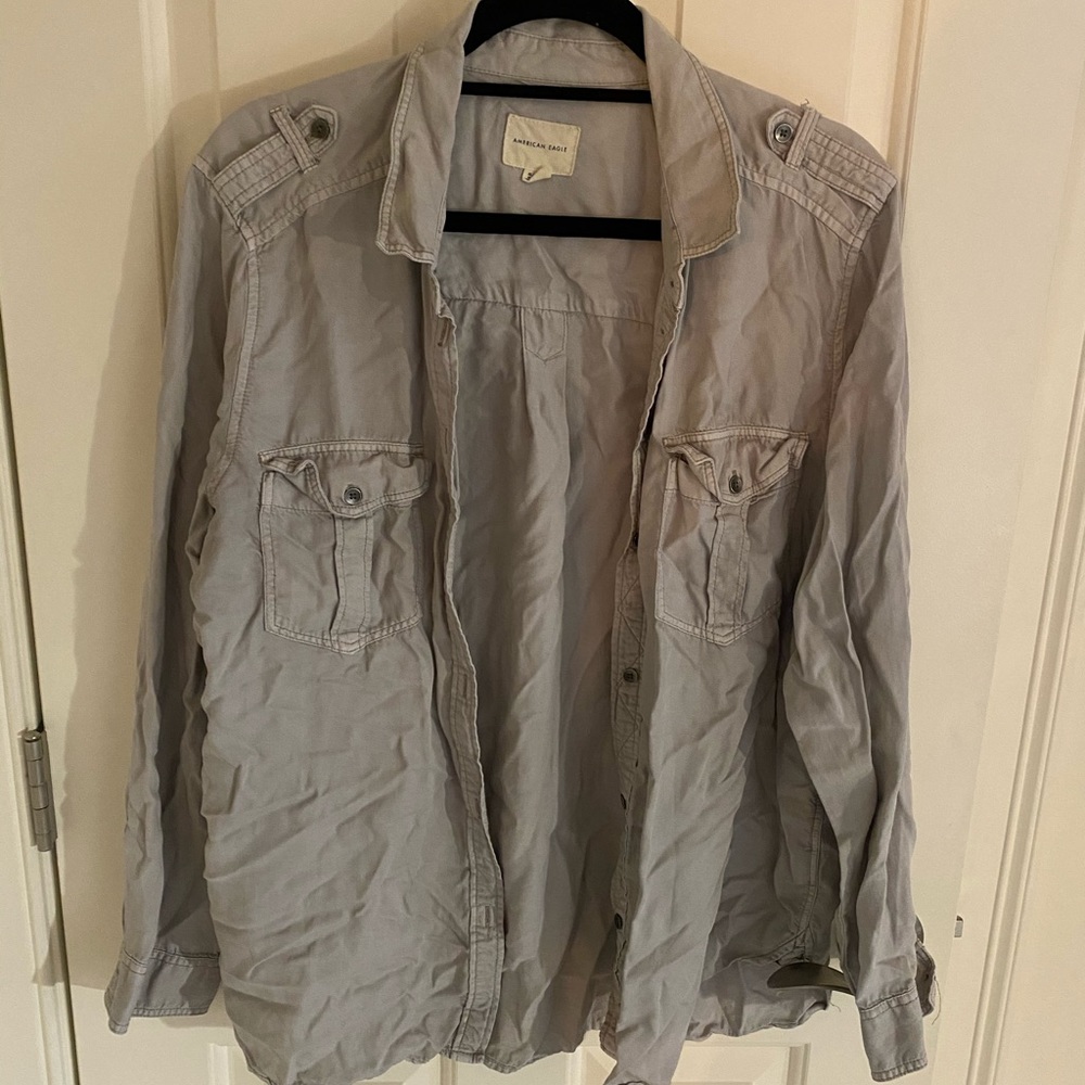Grey button up